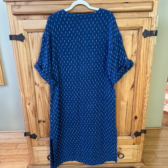 Faherty Atlantic Ave Dress V Neck Blue Shadow 100% Organic Cotton Size Large - Picture 2 of 8